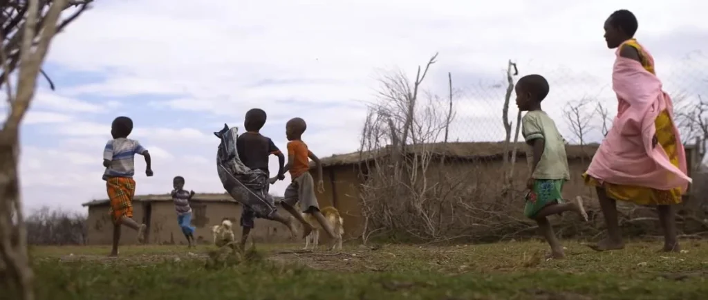 Children running and playing
