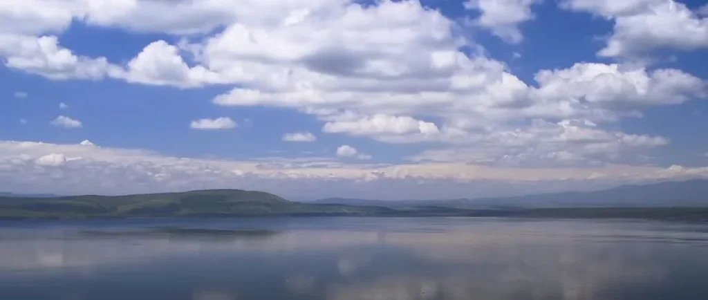 Lake scene with mountains