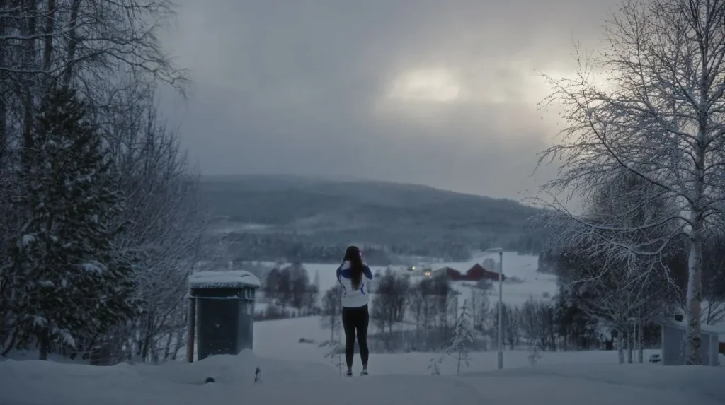 woman looking at winter vista