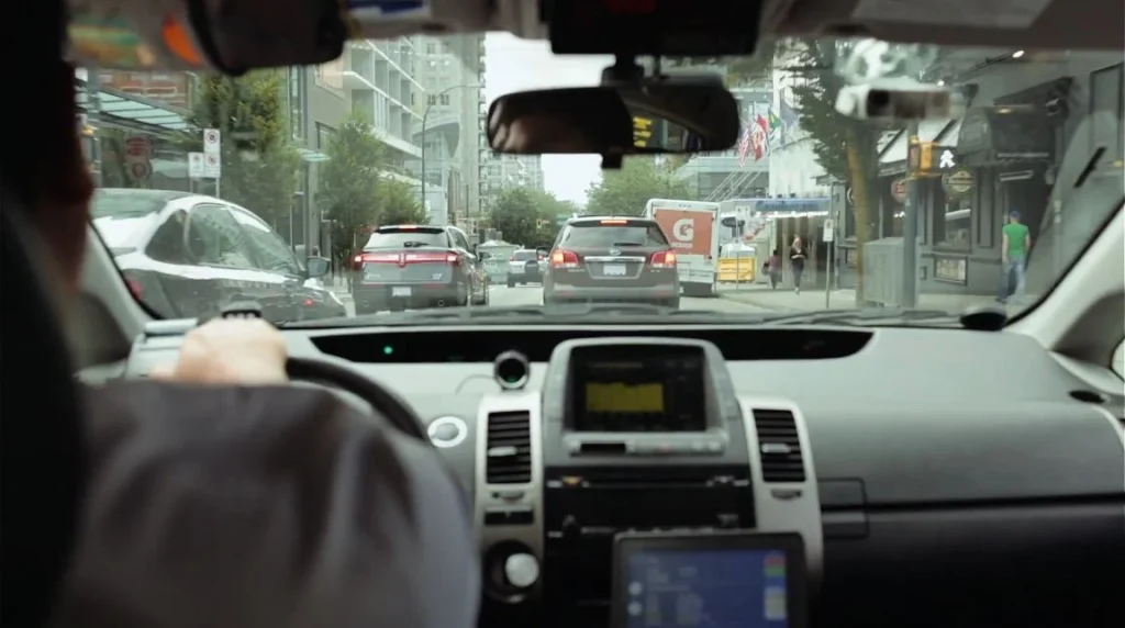 driving through city streets