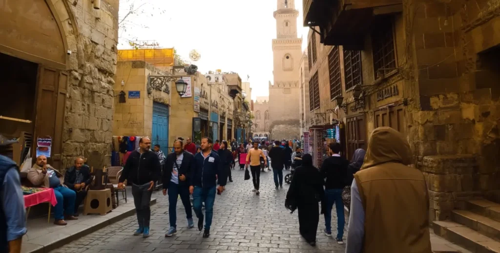 Historic Cairo street with mosque