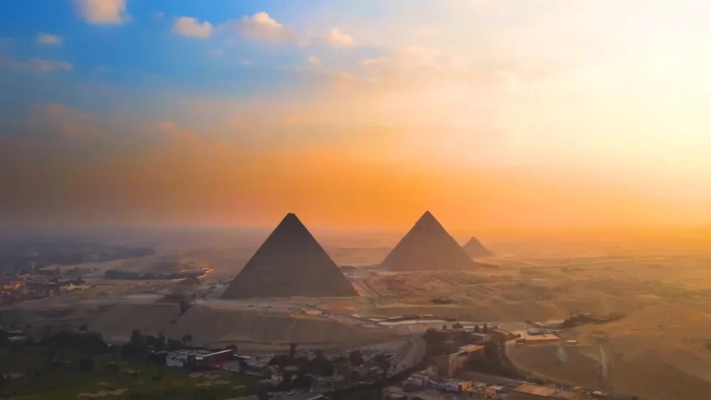 Pyramids at sunset