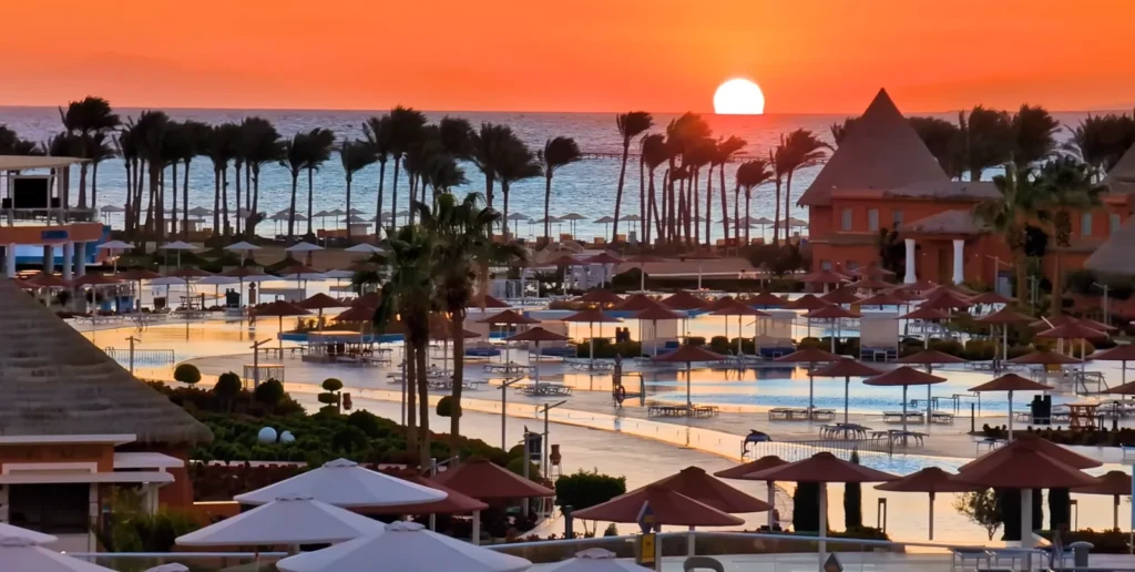 Red Sea resort at sunset