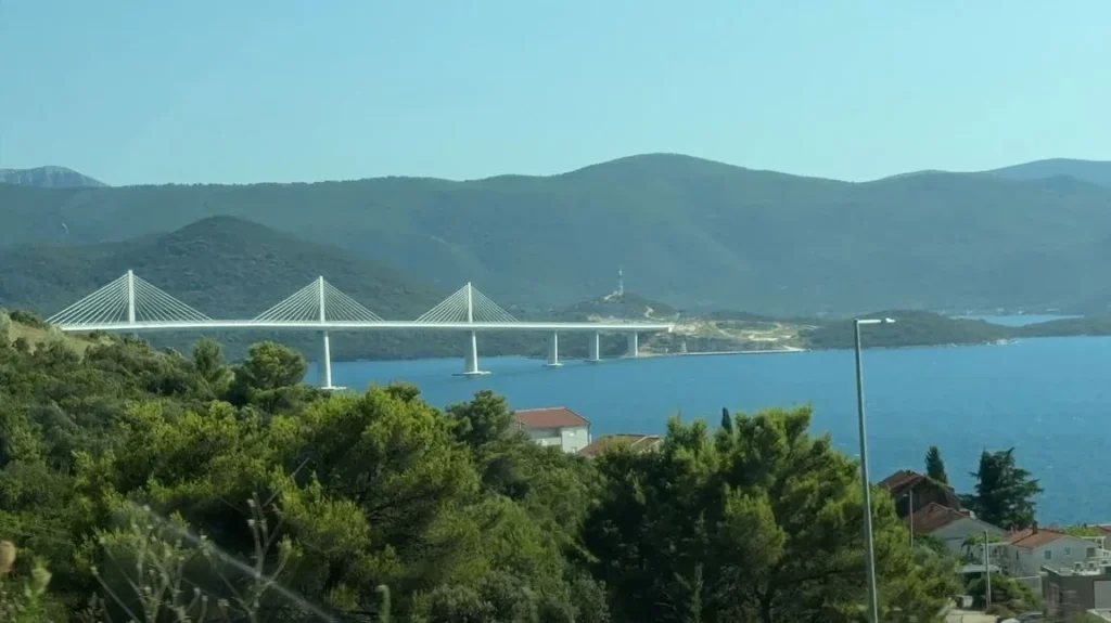 Cable-stayed bridge (possibly the Pelješac Bridge)