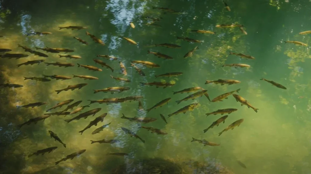 Crystal-clear waters with fish