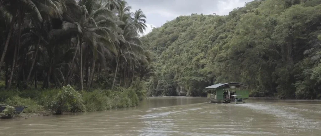 River ferry through jungle