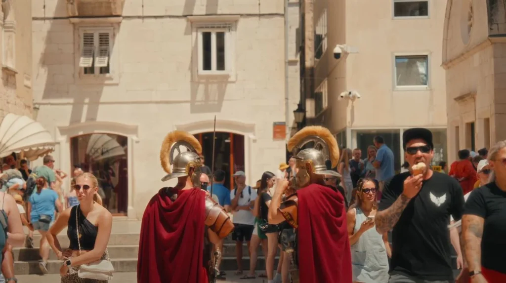 Roman reenactors performing at Diocletian's Palace