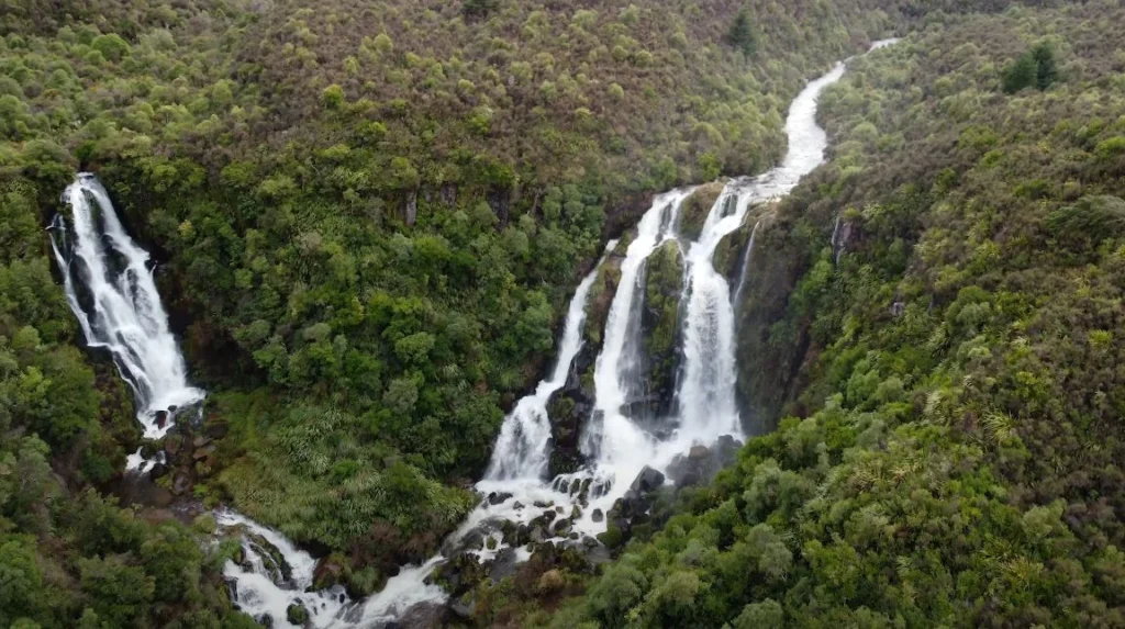 Waipunga Falls - multiple waterfalls cascading through native forest (1)
