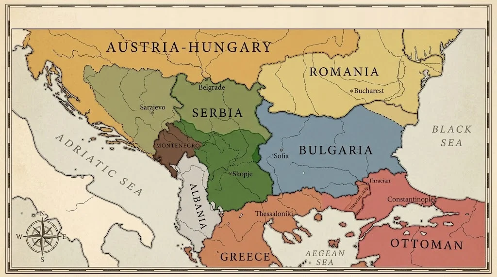 Map of Balkan territorial changes 1912–1914