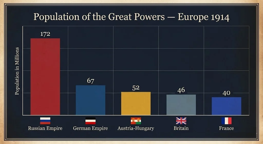 Population of major European powers in 1914
