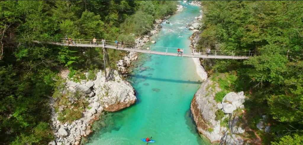 Soča aerial, suspension bridge,