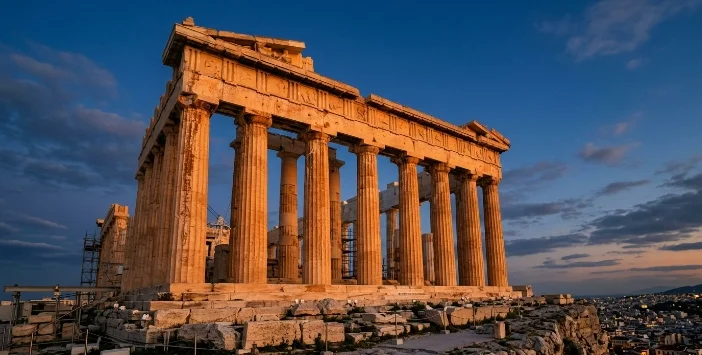 The Parthenon on the Athenian Acropolis at sunset