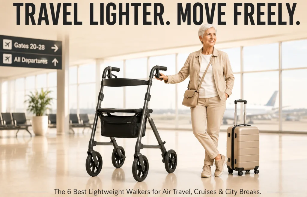 Lightweight Folding Travel Walker with Seat