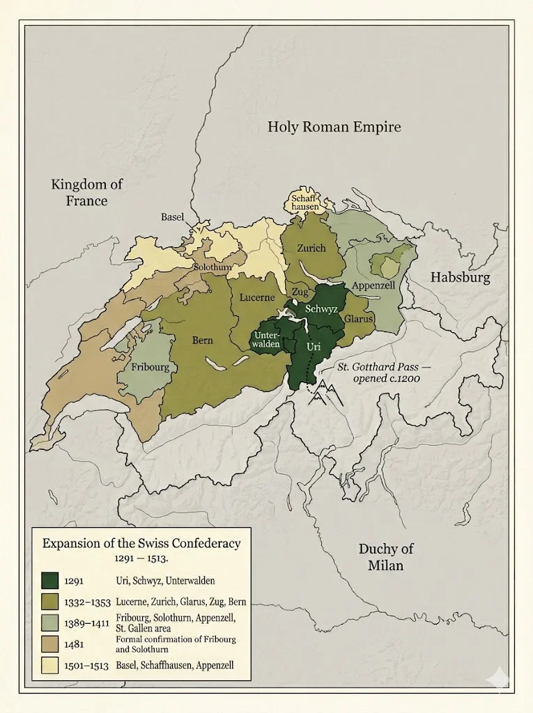 Swiss Confederacy expansion 1291–1513